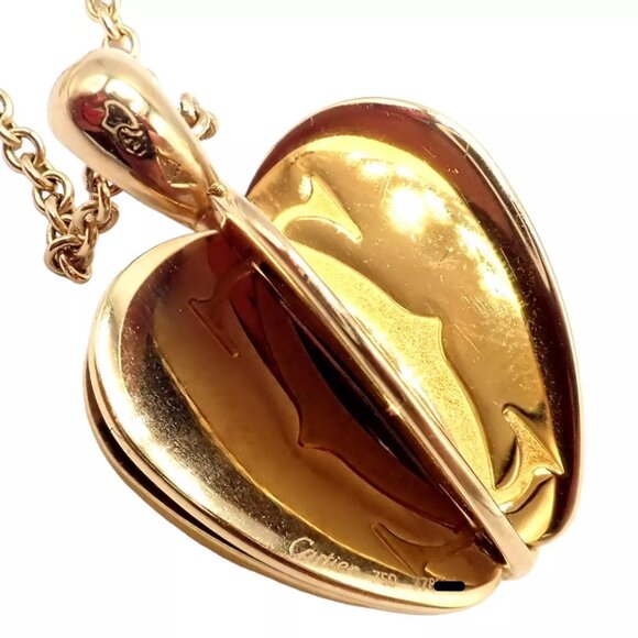 Rare! Cartier 18k Yellow Gold Double C 3D Apple Pendant Chain Necklace - Picture 7 of 9